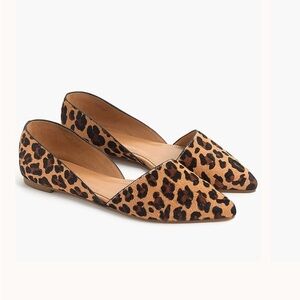 J.Crew leopard calf hair pointed toe ballet flats NWT